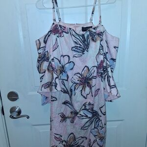 Laundry By Shelli Segal Pink and Black Patterned Dress